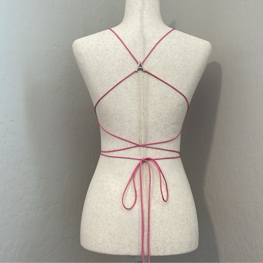 AREA Pink Rhinestone butterfly Crop Top - Picture 3 of 5